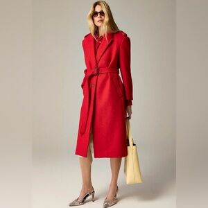 J. Crew Women's Wrap Trench Coat in Italian Double-faced Wool Blend Size XL Red